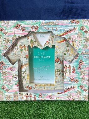 Island Heritage Aloha Hawaiian Shirt 3"x5" Tabletop Hanging Picture Frame NEW
